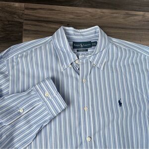 Ralph Lauren Classic Fit Striped Button Down Shirt Men's Size XL Blue White